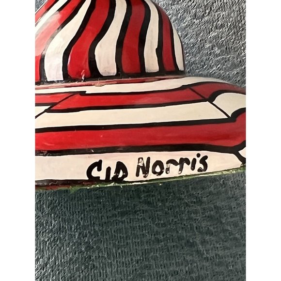 Americana Handmade Wooden Country Patriotic Candlestick Signed by Artist - Picture 8 of 8